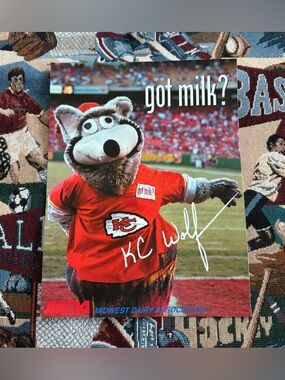 Vintage NFL Kansas City Chiefs KC Wolf Got Milk Poster